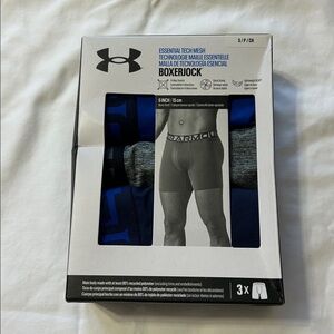 Under Armour Boxerjock Essential Tech 3 Pack Blue Navy Grey size SMALL NWT